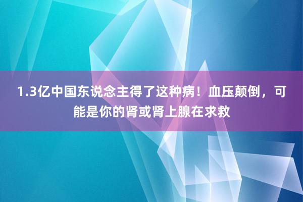 1.3亿中国东说念主得了这种病！血压颠倒，可能是你的肾或肾上腺在求救