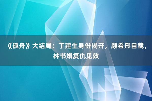 《孤舟》大结局：丁建生身份揭开，顾希形自裁，林书娟复仇见效