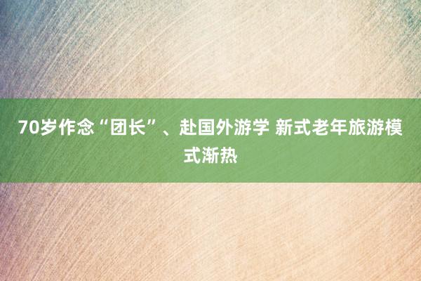 70岁作念“团长”、赴国外游学 新式老年旅游模式渐热