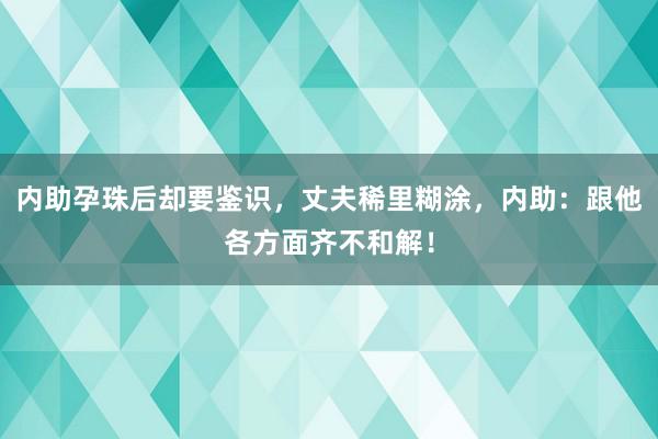 内助孕珠后却要鉴识，丈夫稀里糊涂，内助：跟他各方面齐不和解！