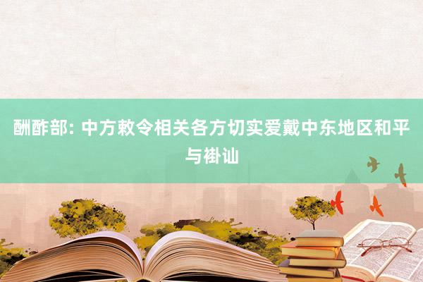 酬酢部: 中方敕令相关各方切实爱戴中东地区和平与褂讪