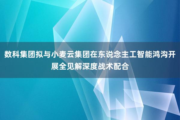 数科集团拟与小麦云集团在东说念主工智能鸿沟开展全见解深度战术配合