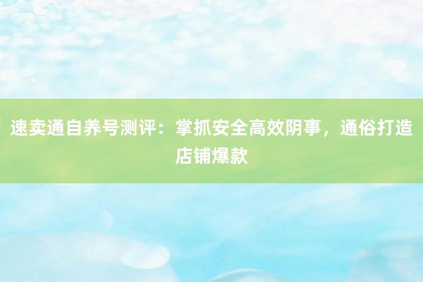 速卖通自养号测评：掌抓安全高效阴事，通俗打造店铺爆款